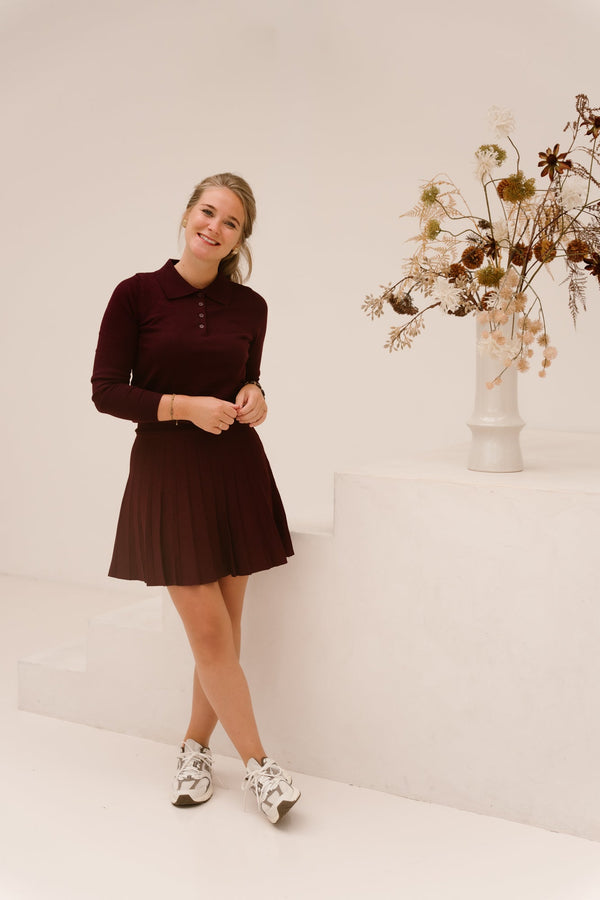 Britt polo top bordeaux - Bij Keesje - Bij Keesje - Top