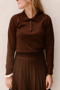 Britt polo top bruin - Bij Keesje - Bij Keesje - Top