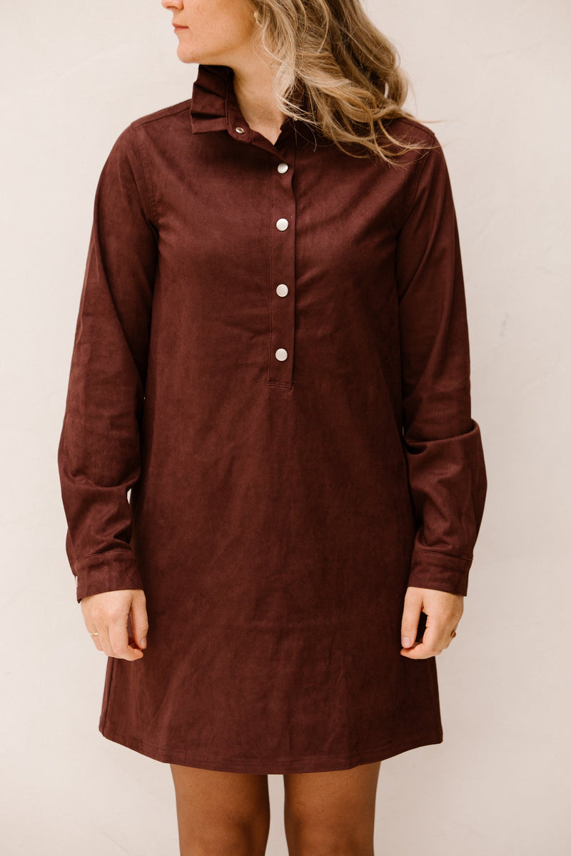 Britt suede jurkje bordeaux - Bij Keesje - Bij Keesje