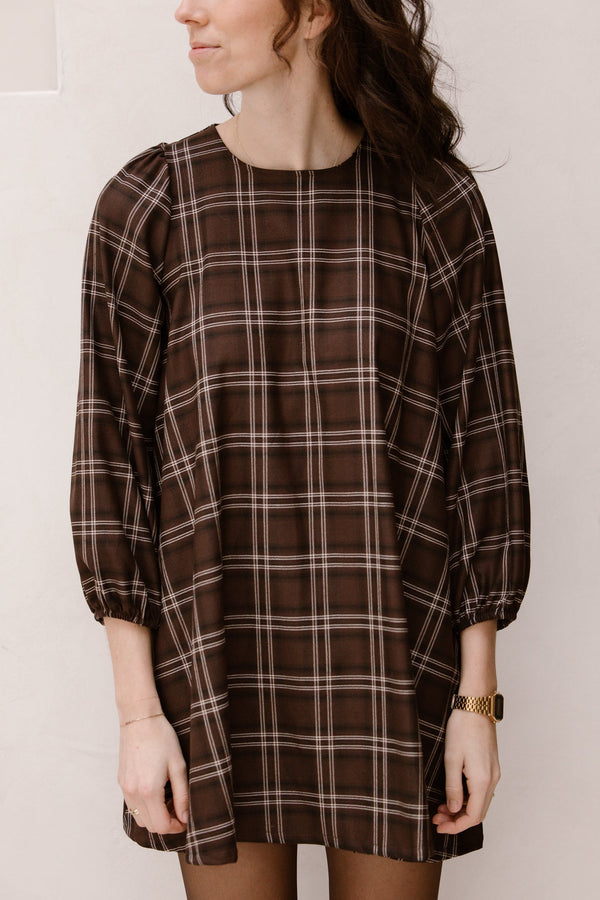 Brown big check dress - Bij Keesje - Bij Keesje
