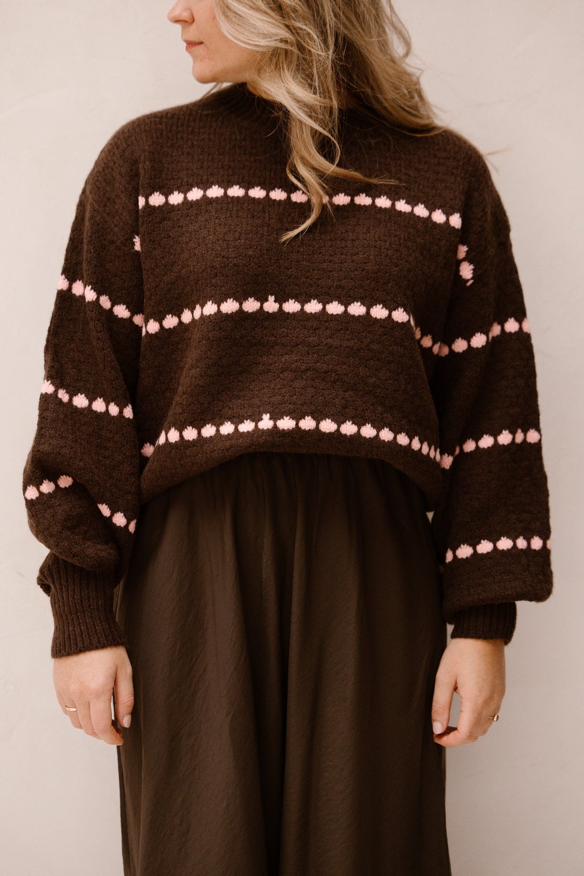 Brown/ light pink sweater - Bij Keesje - Bij Keesje