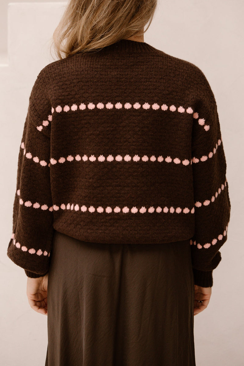 Brown/ light pink sweater - Bij Keesje - Bij Keesje
