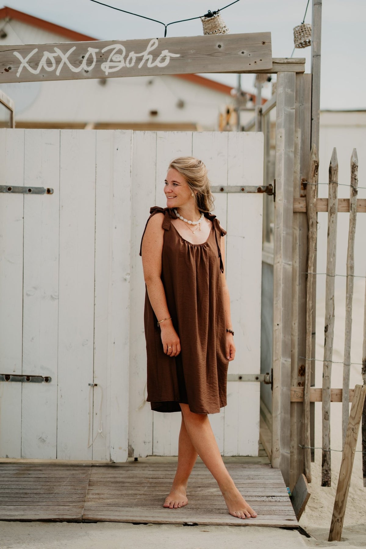 Brown tie dress - Bij Keesje - Bij Keesje - jurk