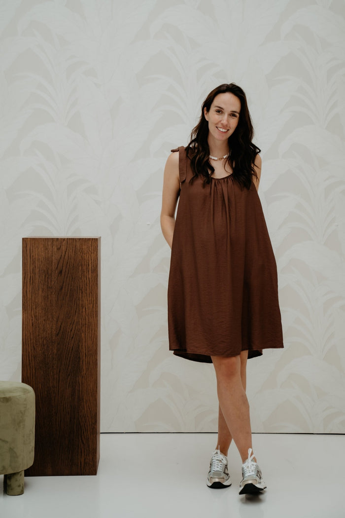 Brown tie dress - Bij Keesje - Bij Keesje - jurk