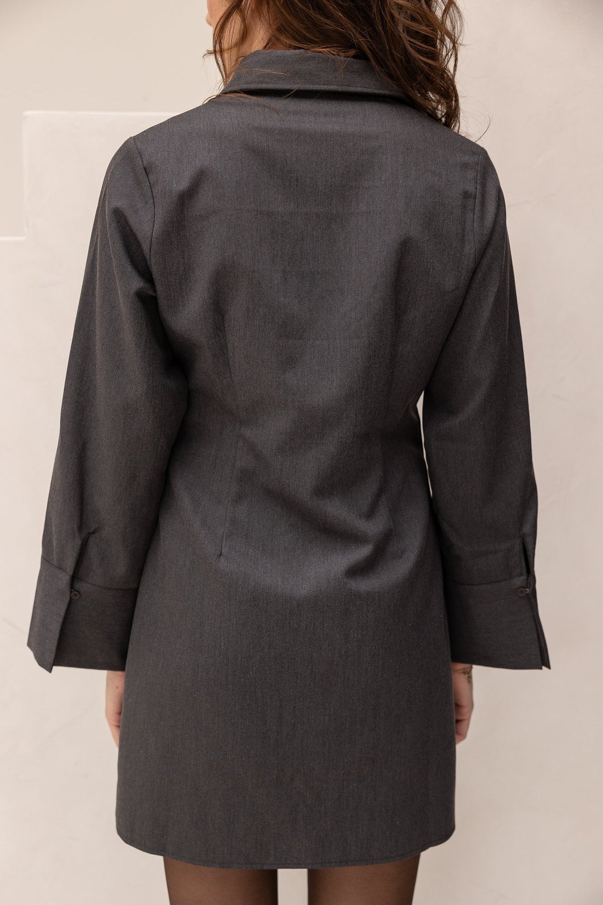 Cajsa solid shirt dress dark grey NN - Bij Keesje - Neo Noir