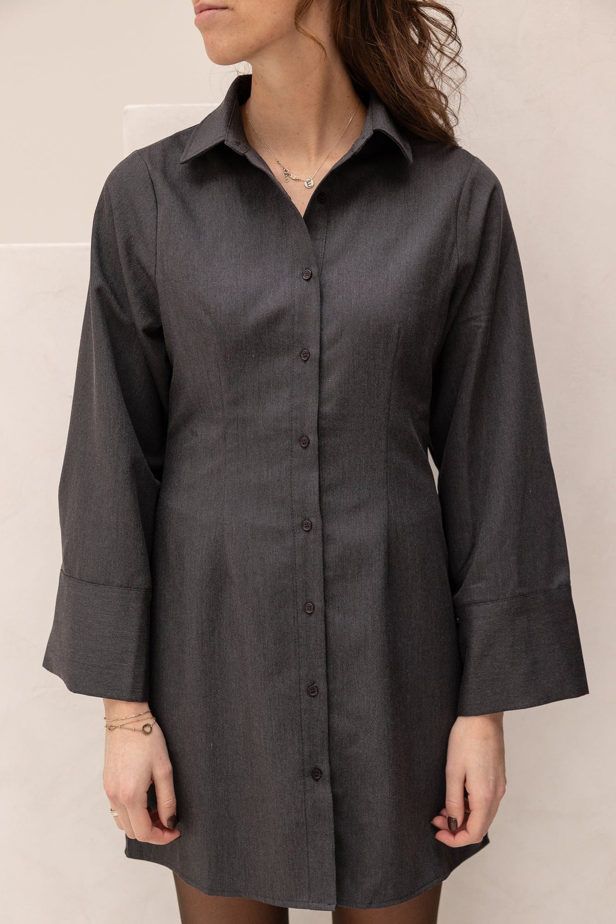 Cajsa solid shirt dress dark grey NN - Bij Keesje - Neo Noir