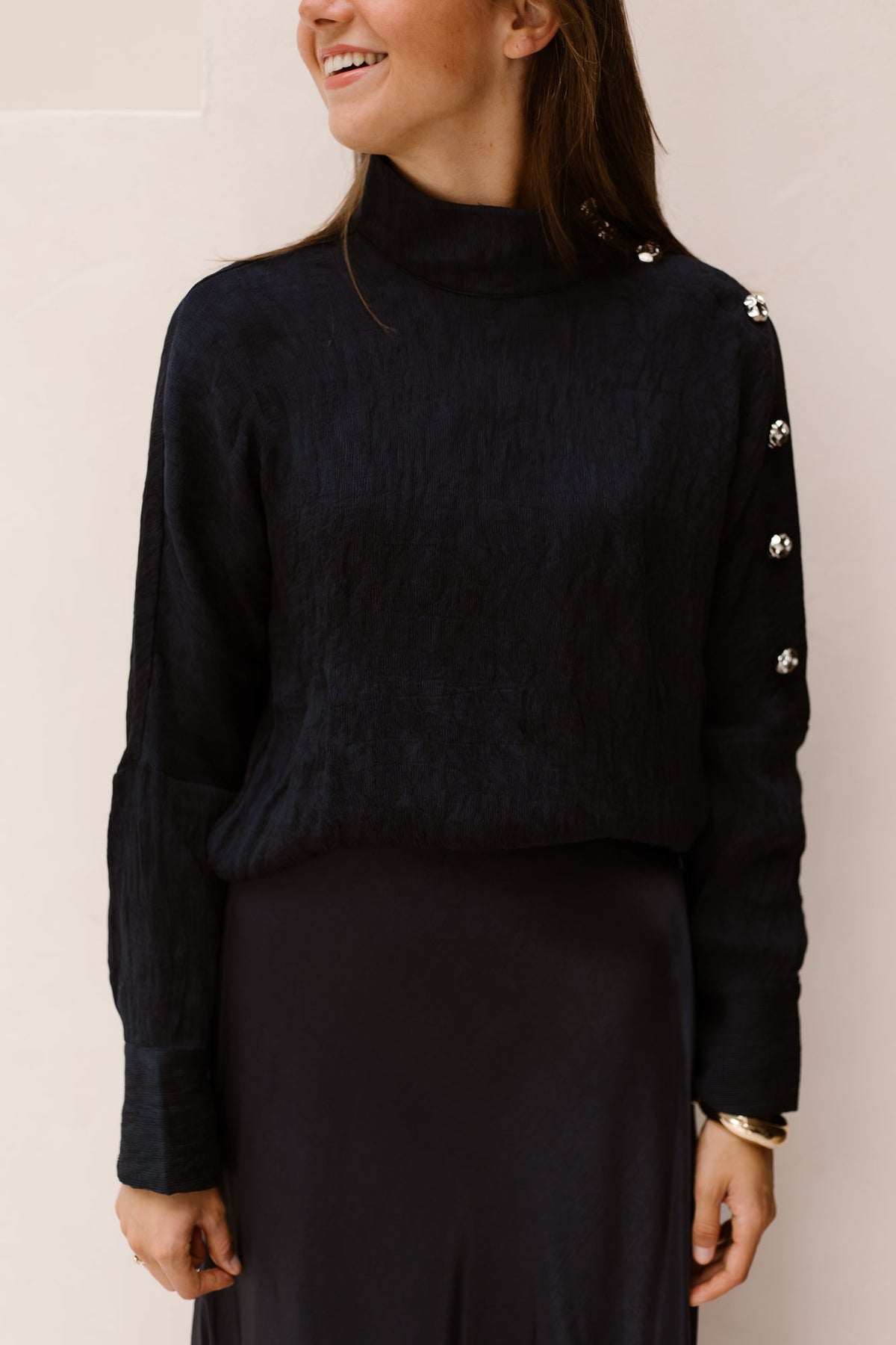 CamelloCC button blouse navy - Bij Keesje - Co'couture - Blouse