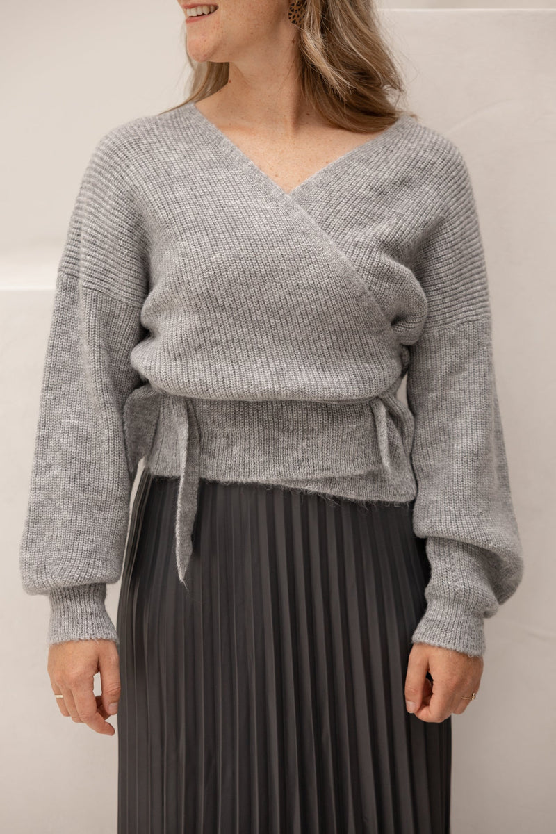 Cardigan bow leninona grey - Bij Keesje