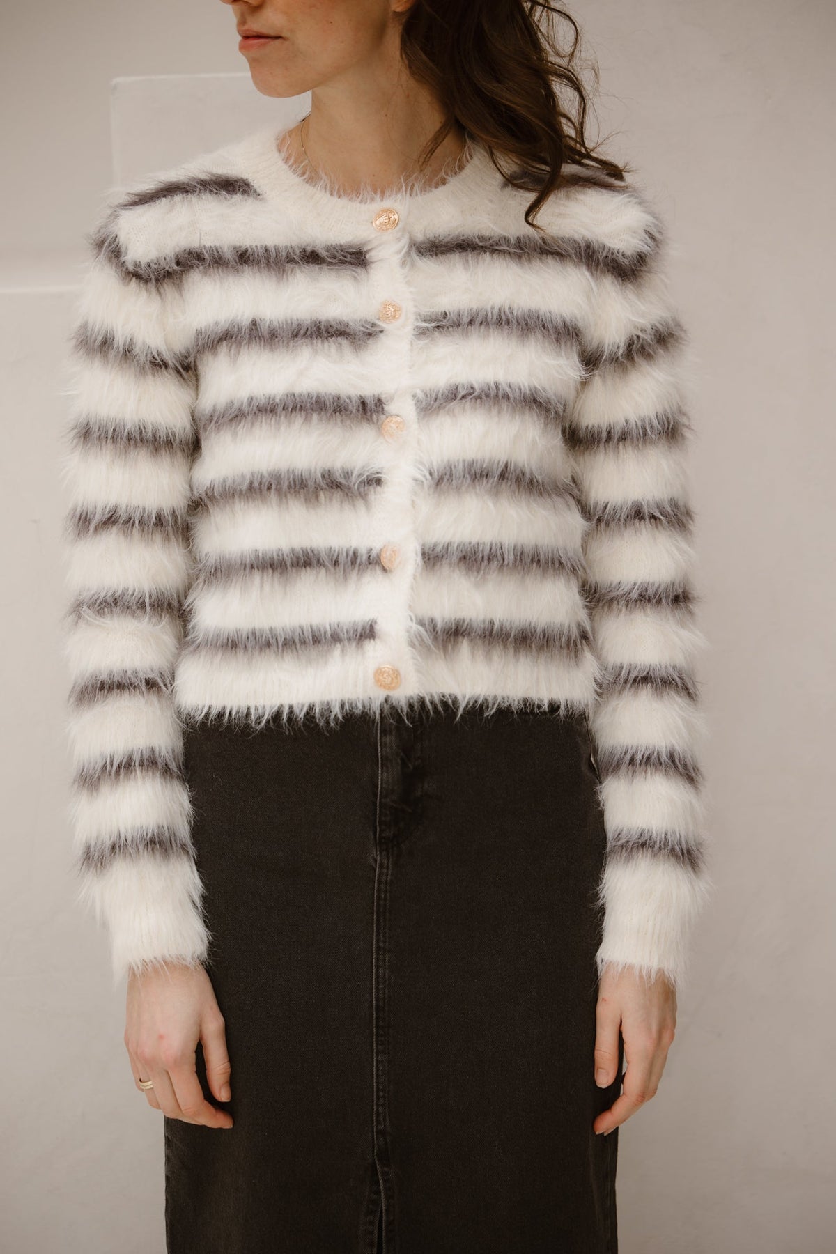 Cardigan stripe furry - Bij Keesje - Bij Keesje