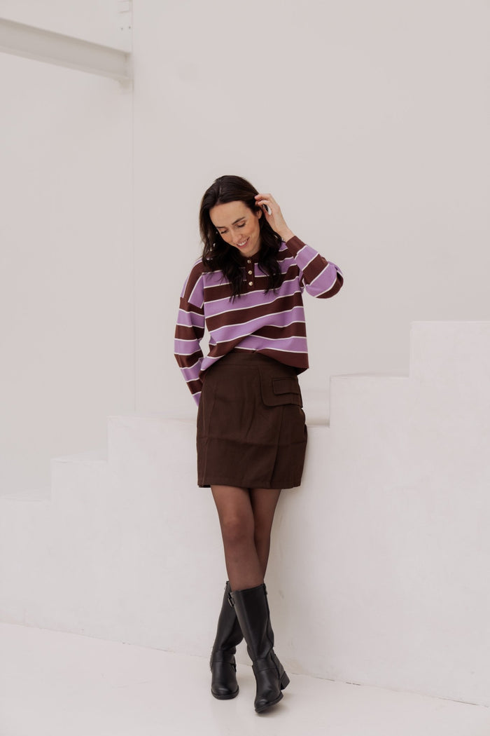 Carlijn polo sweater lila - Bij Keesje - Bij Keesje