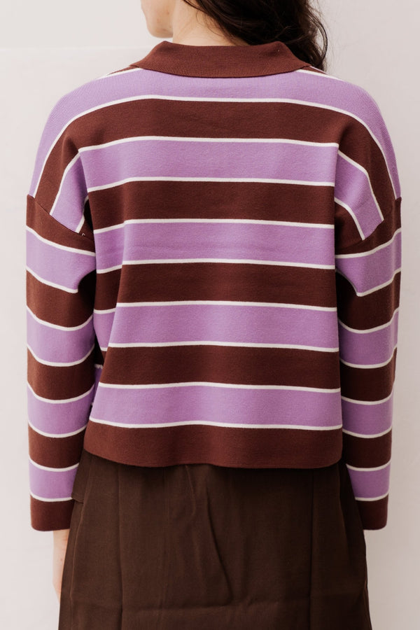 Carlijn polo sweater lila - Bij Keesje - Bij Keesje