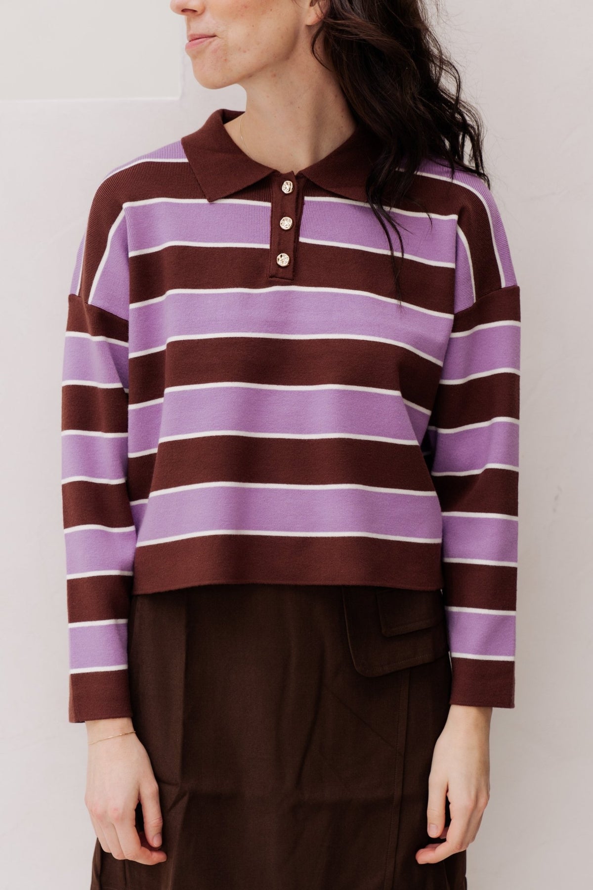 Carlijn polo sweater lila - Bij Keesje - Bij Keesje