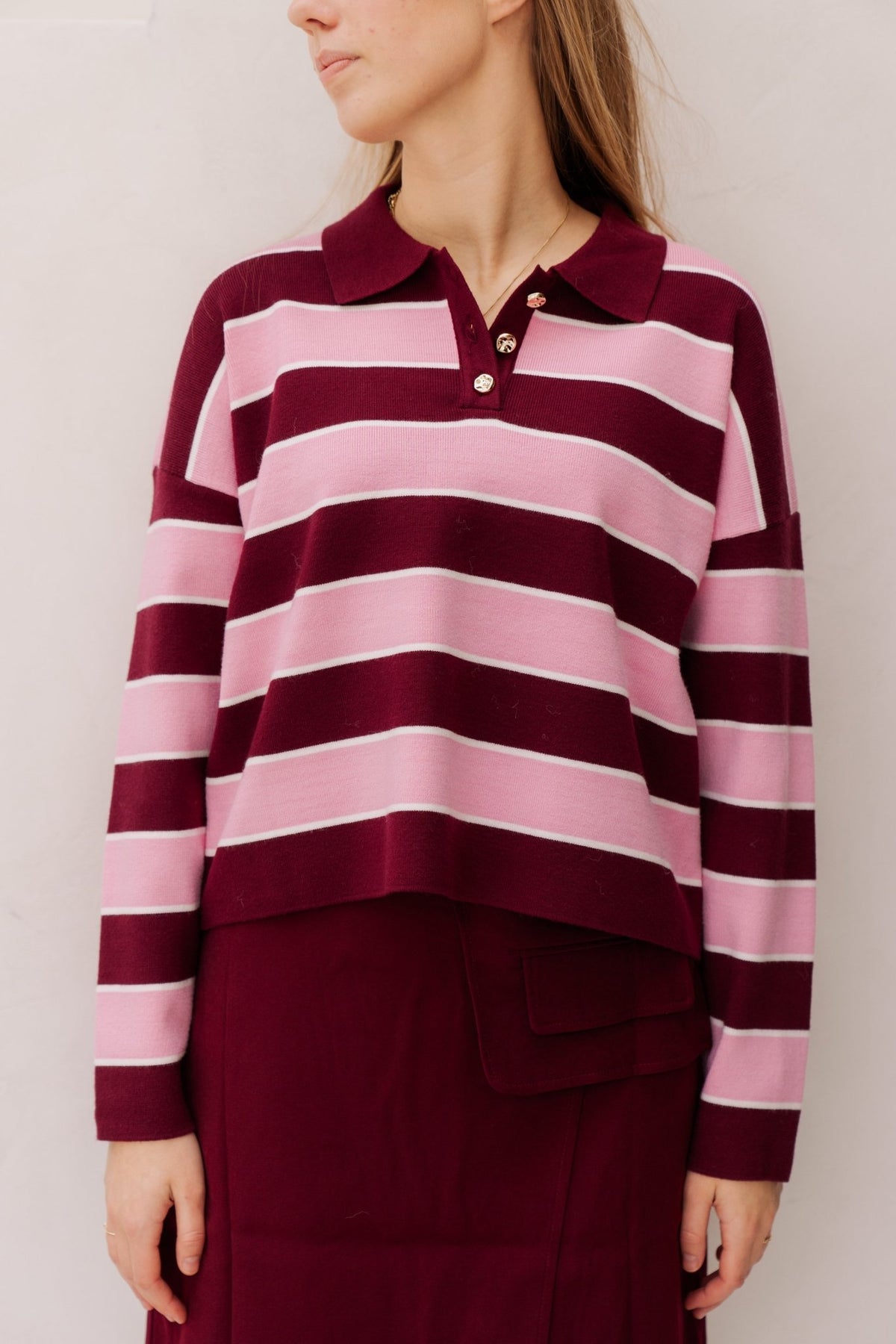 Carlijn polo sweater pink - Bij Keesje - Bij Keesje