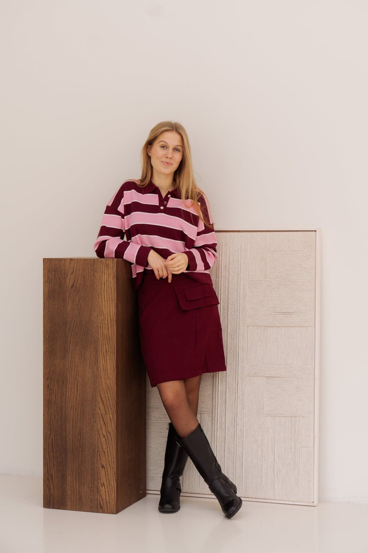 Carlijn polo sweater pink - Bij Keesje - Bij Keesje