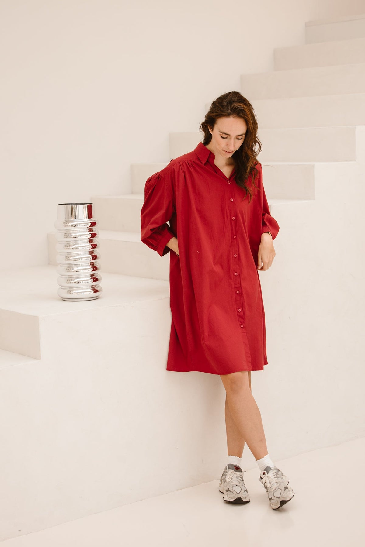 Carmen blouse dress bordeaux - Bij Keesje - Bij Keesje