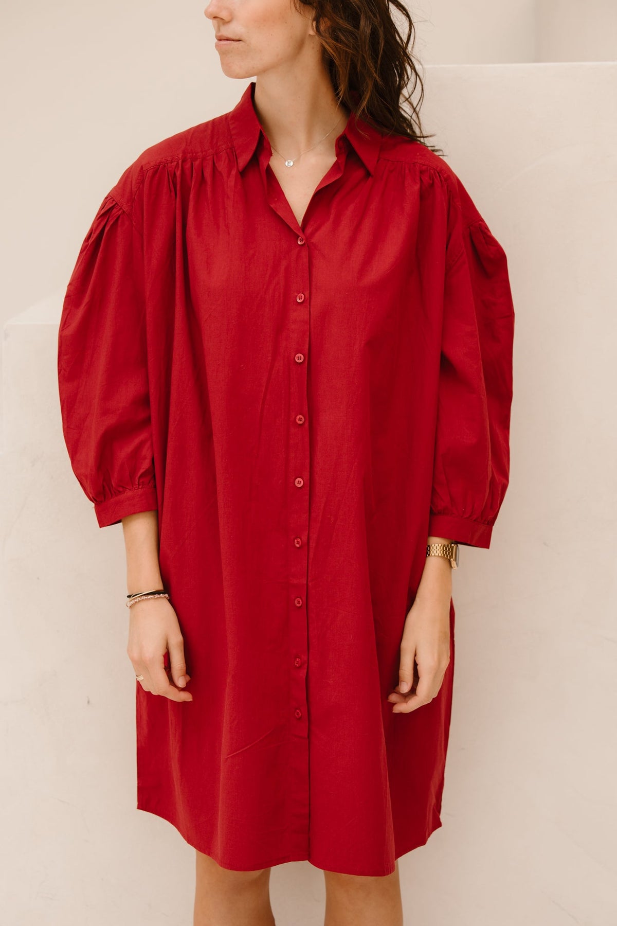 Carmen blouse dress bordeaux - Bij Keesje - Bij Keesje