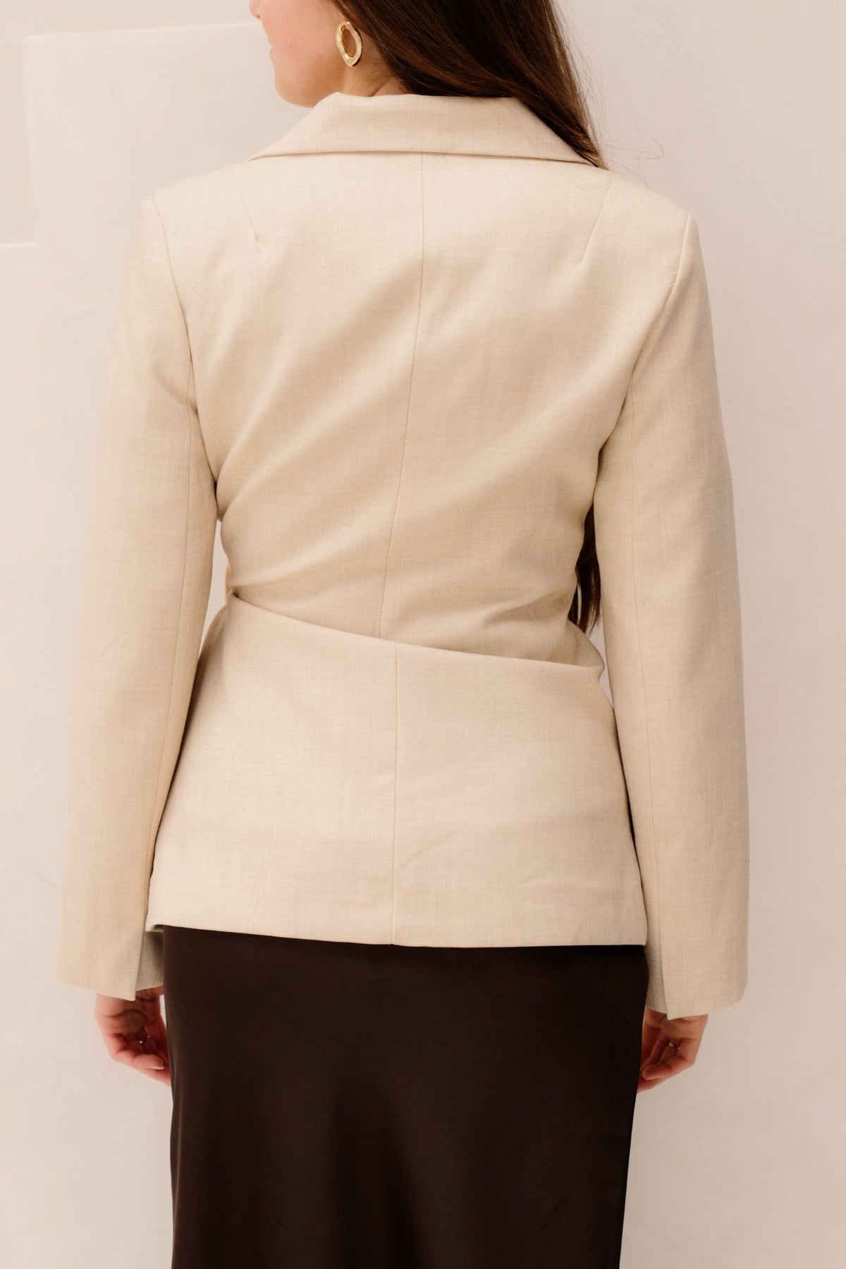 Carmia melange tie blazer beige melange - Bij Keesje - Neo Noir - Blazer