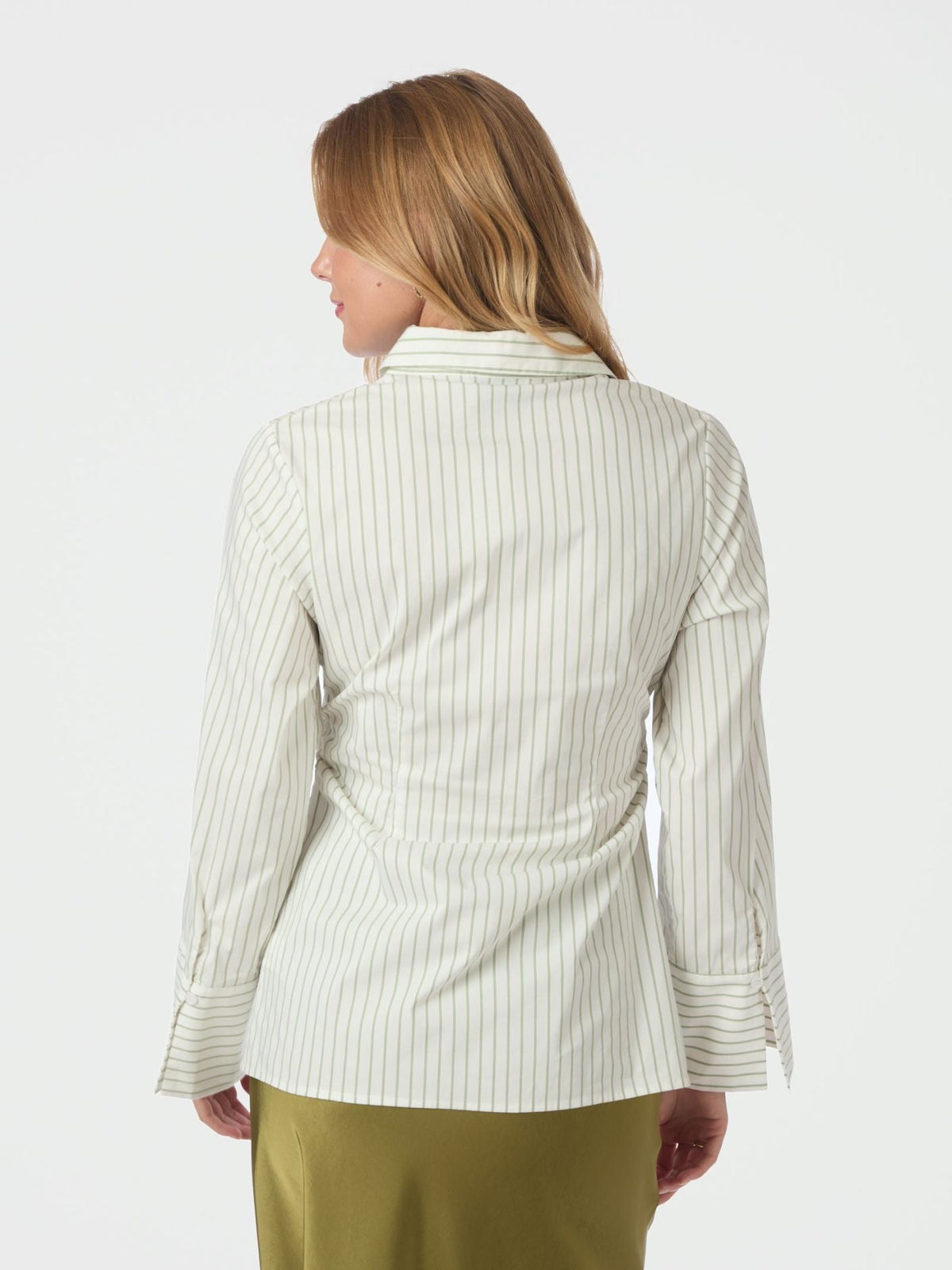 Caroli Stripe Shirt Dusty Green - Bij Keesje - Neo Noir