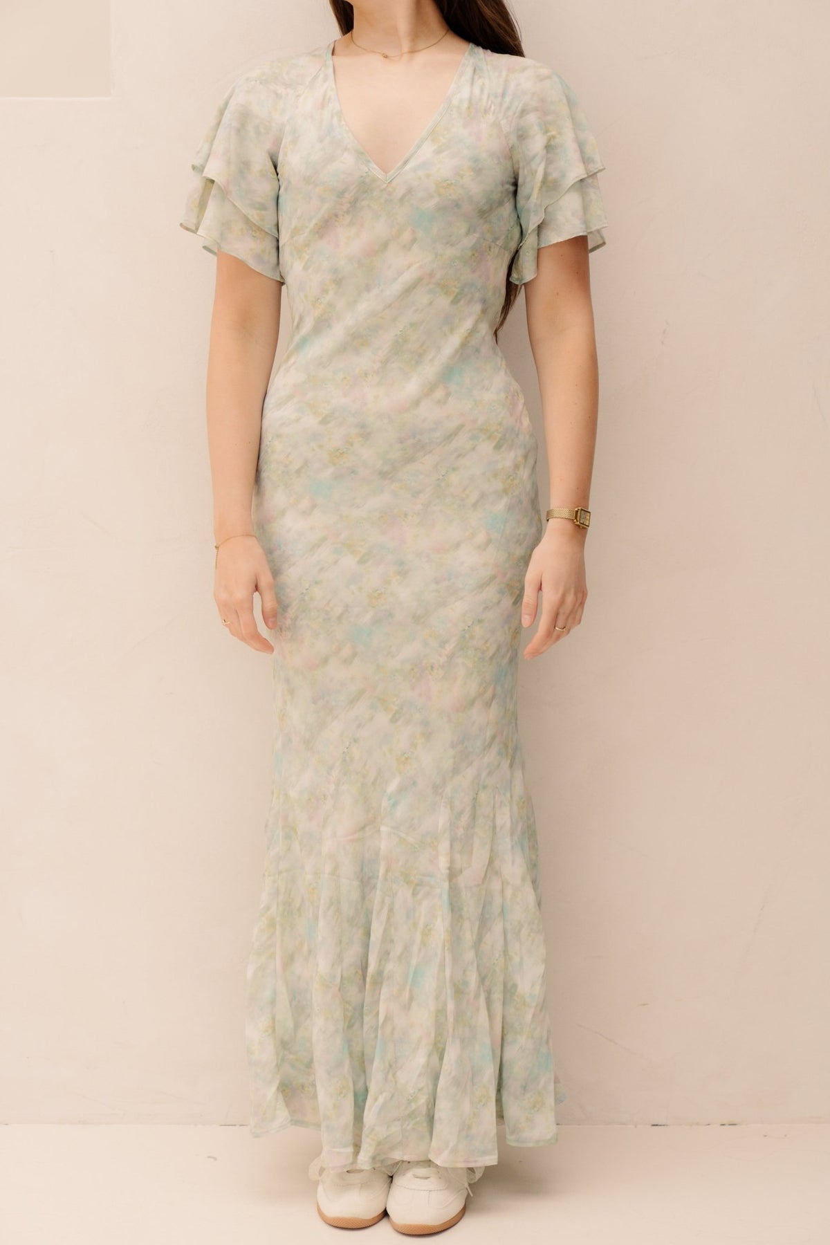 Celesse print chiffon dress light green - Bij Keesje - Neo Noir - Jurk