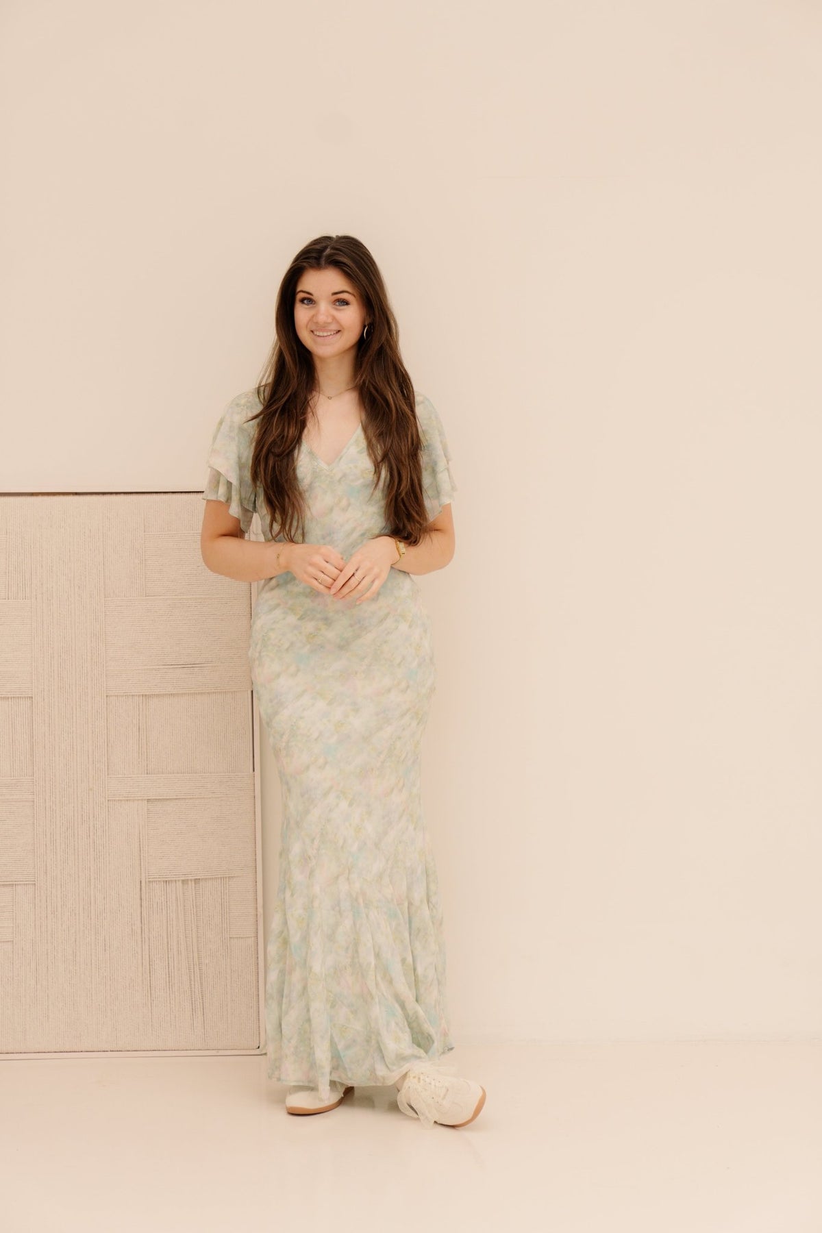 Celesse print chiffon dress light green - Bij Keesje - Neo Noir - Jurk