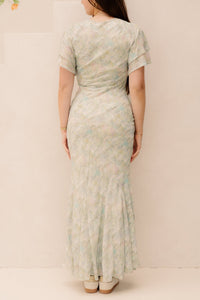 Celesse print chiffon dress light green - Bij Keesje - Neo Noir - Jurk