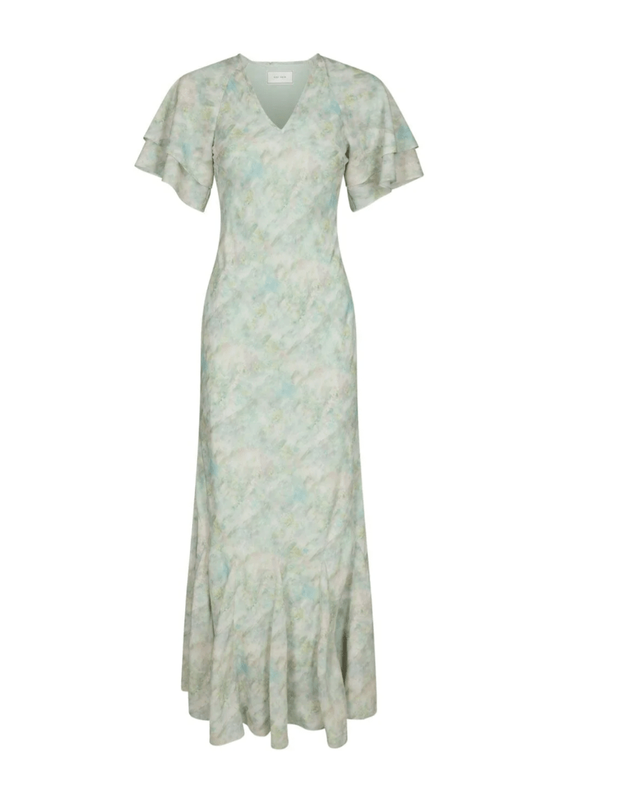 Celesse print chiffon dress light green - Bij Keesje - Neo Noir - Jurk