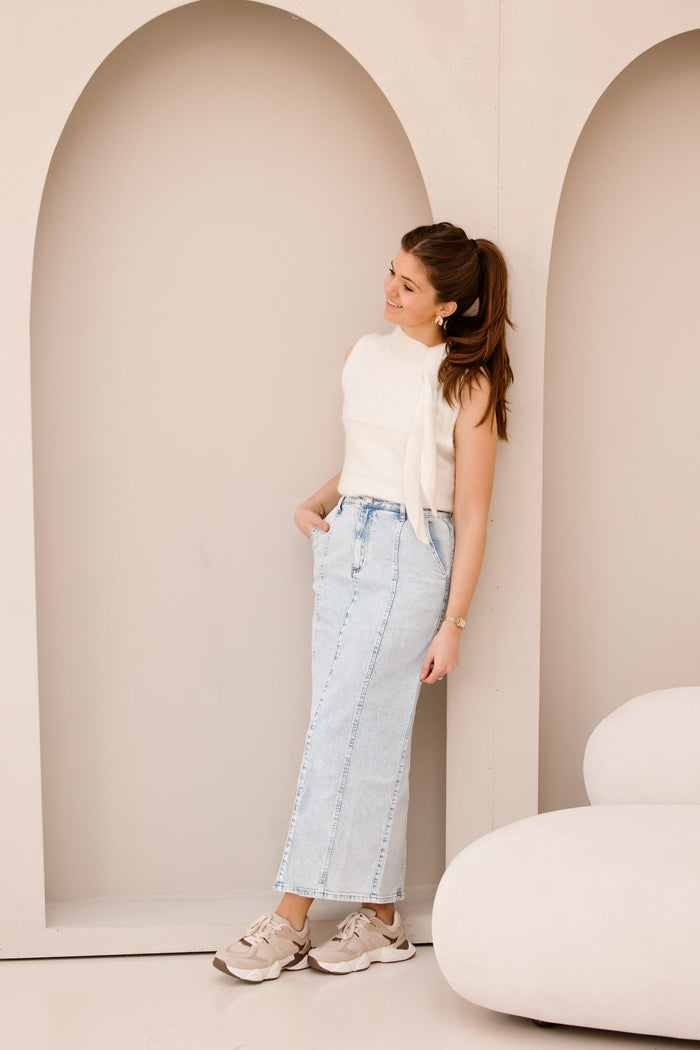 Celien Skirt Denim - Bij Keesje - Bij Keesje