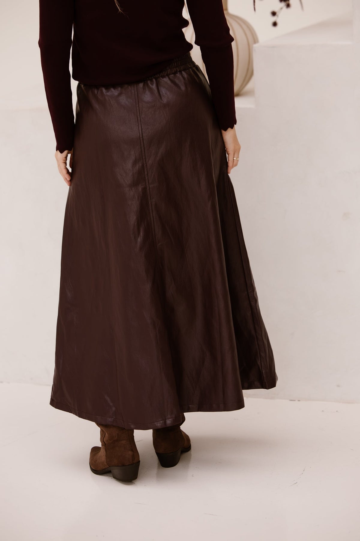 Celine leather skirt bordeaux - Bij Keesje - Bij Keesje - Rok