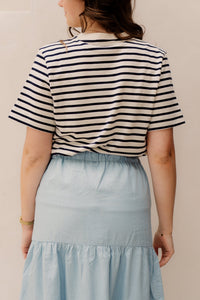 Celine T-Shirt Stripe Navy - Bij Keesje - Elvira - Top
