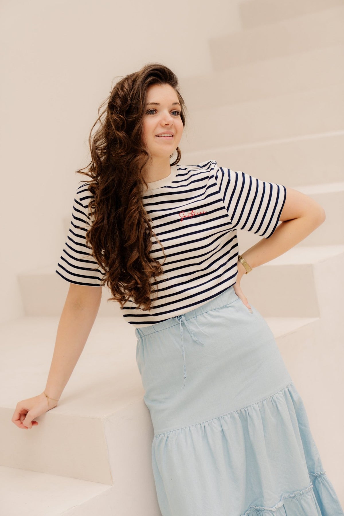 Celine T-Shirt Stripe Navy - Bij Keesje - Elvira - Top