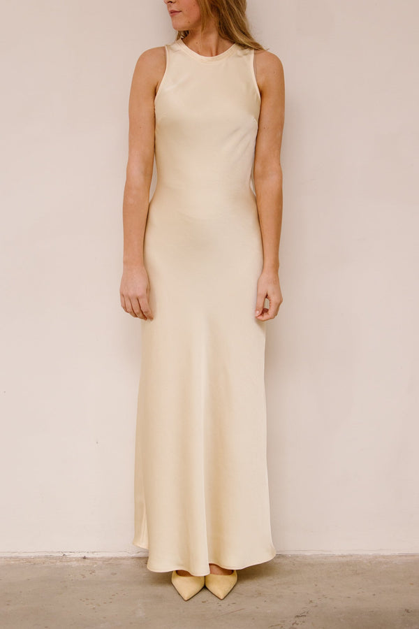 Celinie Heavy Sateen Dress Light Yellow - Bij Keesje - Neo Noir - jurk