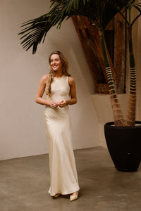 Celinie Heavy Sateen Dress Light Yellow - Bij Keesje - Neo Noir - jurk