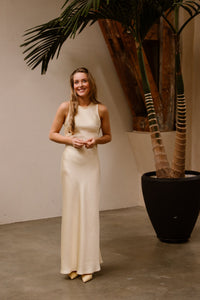 Celinie Heavy Sateen Dress Light Yellow - Bij Keesje - Neo Noir - jurk
