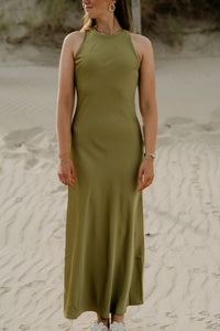Celinie Heavy Sateen Dress Sage Green - Bij Keesje - Neo Noir - Jurk