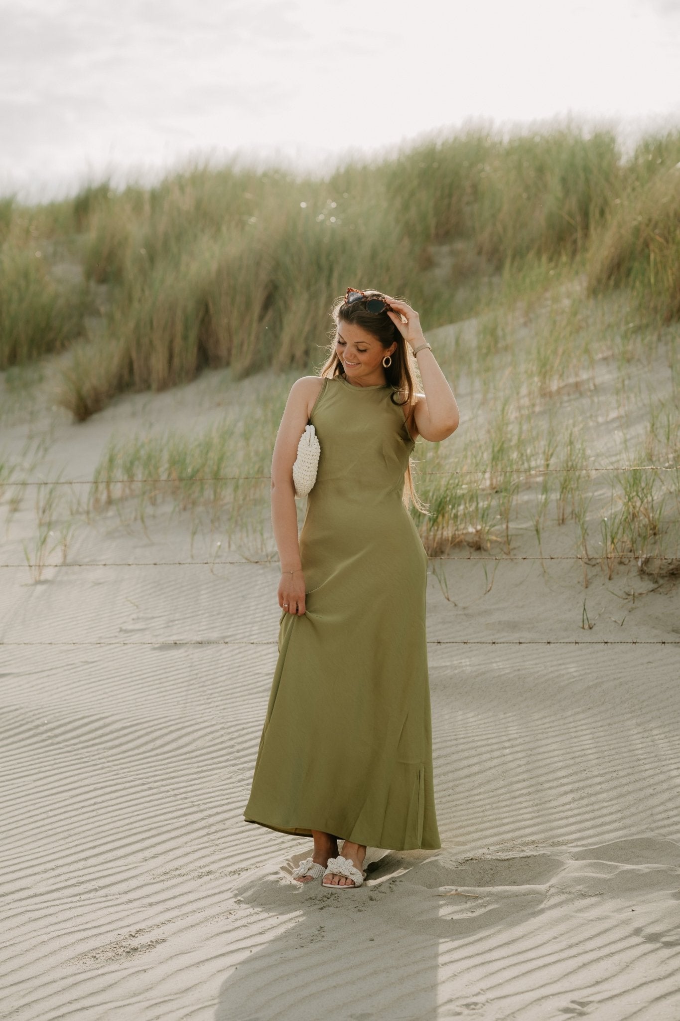 Celinie Heavy Sateen Dress Sage Green - Bij Keesje - Neo Noir - Jurk