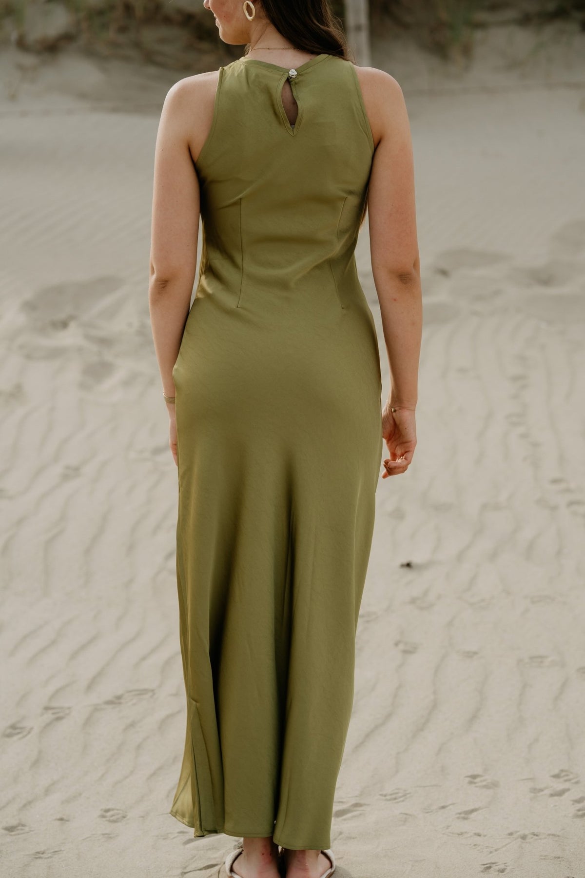 Celinie Heavy Sateen Dress Sage Green - Bij Keesje - Neo Noir - Jurk