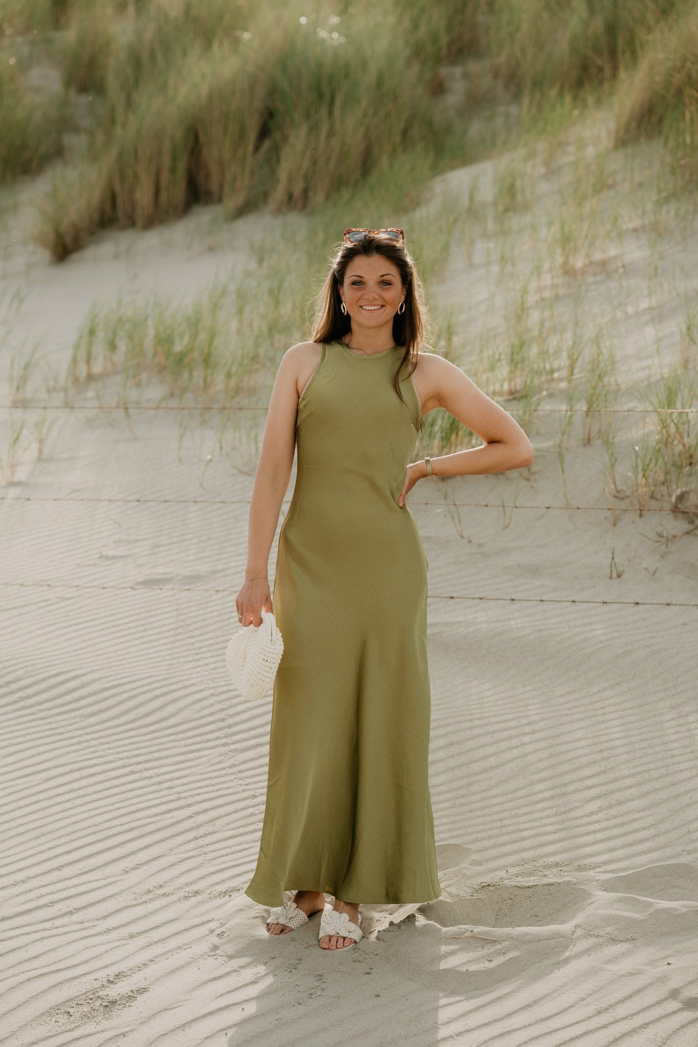 Celinie Heavy Sateen Dress Sage Green - Bij Keesje - Neo Noir - Jurk