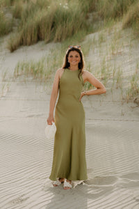 Celinie Heavy Sateen Dress Sage Green - Bij Keesje - Neo Noir - Jurk
