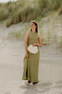 Celinie Heavy Sateen Dress Sage Green - Bij Keesje - Neo Noir - Jurk