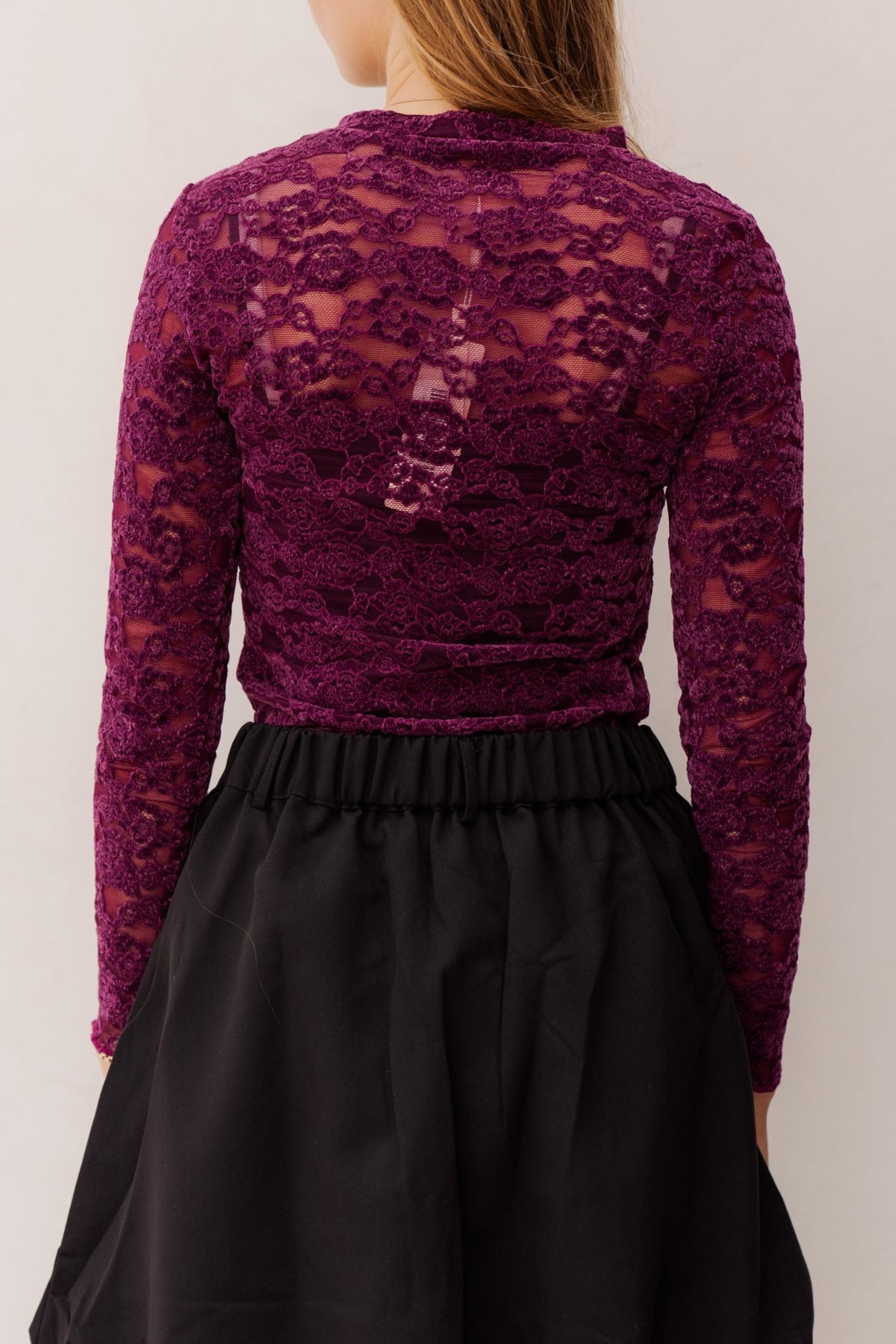 Charlotte kanten top aubergine - Bij Keesje - Bij Keesje