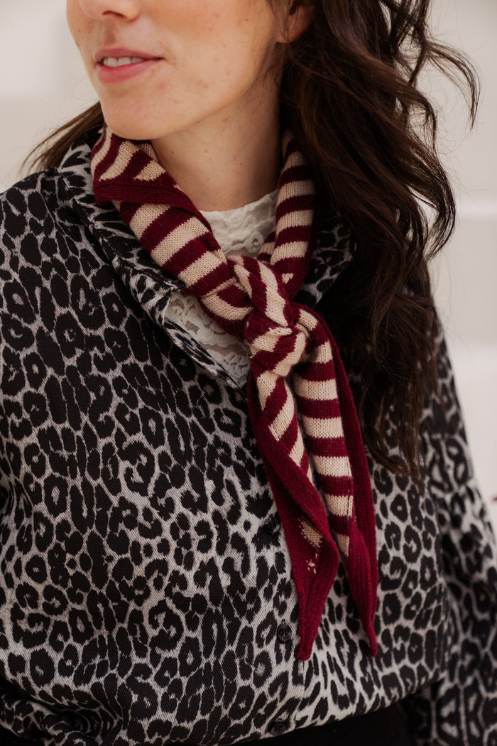 Charlotte sjaaltje streep beige/bordeaux - Bij Keesje - Bij Keesje