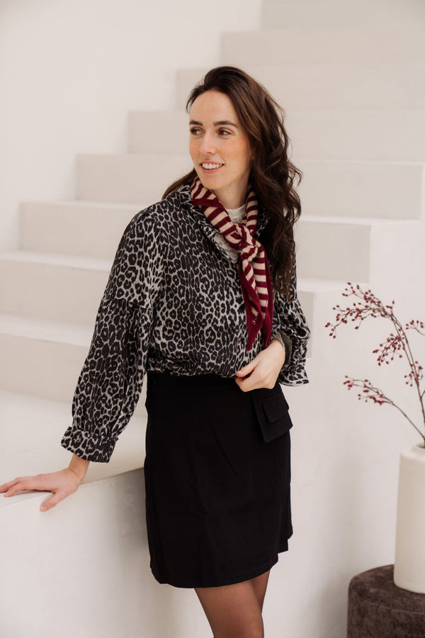 Charlotte sjaaltje streep beige/bordeaux - Bij Keesje - Bij Keesje