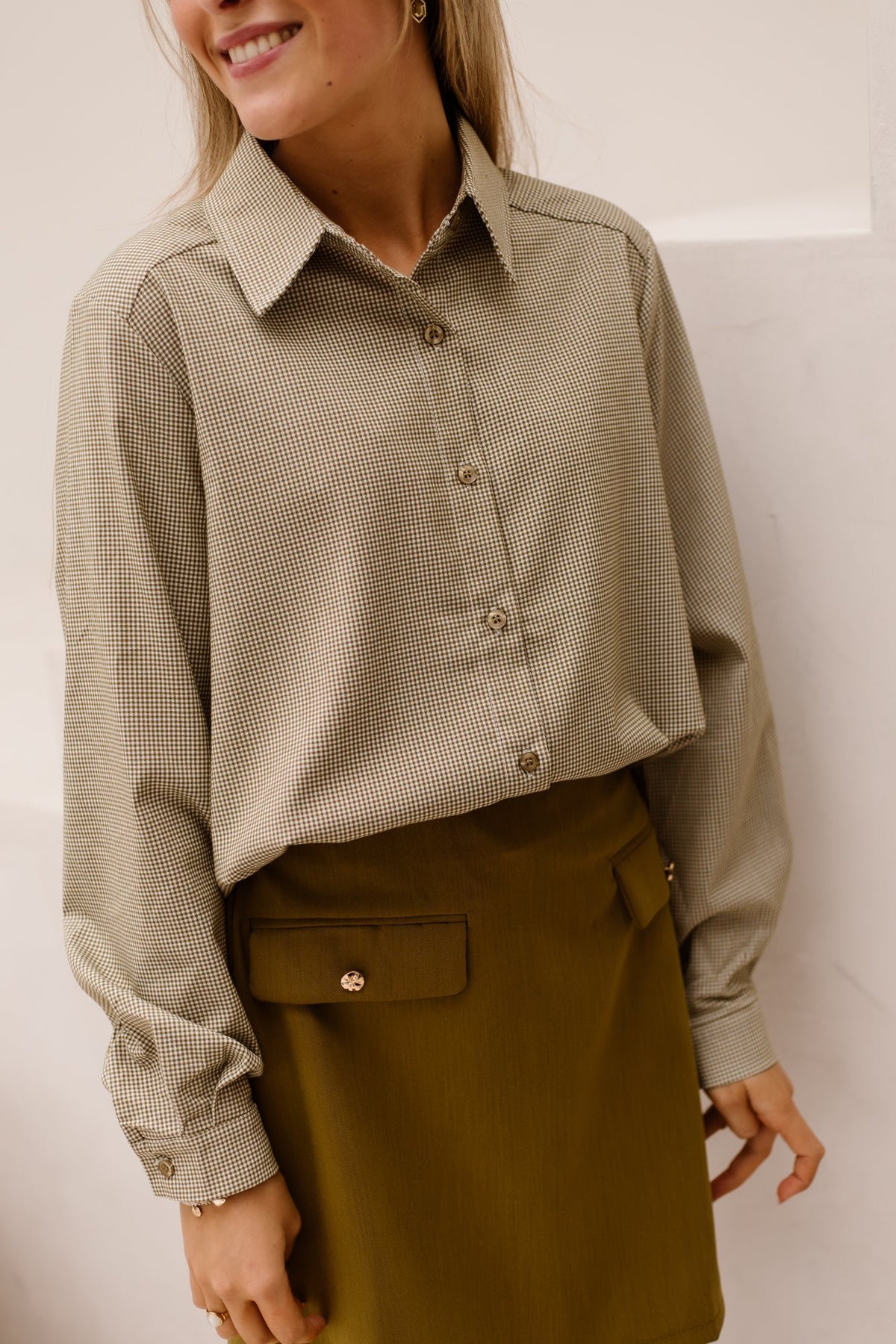 Check blouse green white - Bij Keesje - Bij Keesje - Blouse