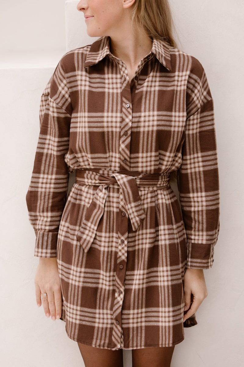 Check dress brown - Bij Keesje - Bij Keesje