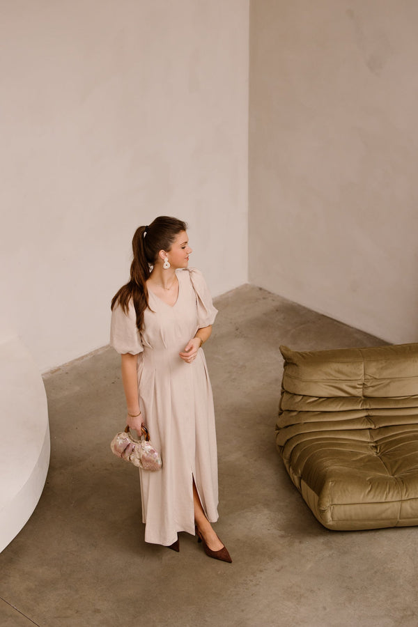 Chloe long dress beige - Bij Keesje - Maere - Jurk