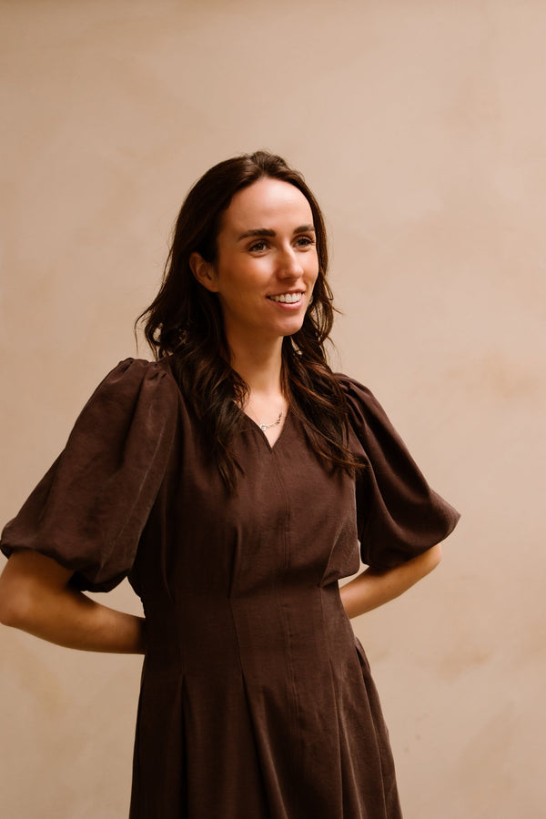 Chloe long dress dark brown - Bij Keesje - Maere - Jurk