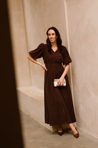 Chloe long dress dark brown - Bij Keesje - Maere - Jurk