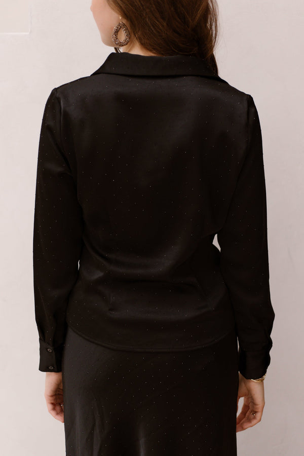 Christy heavy sateen bedaz shirt black - Bij Keesje - Neo Noir