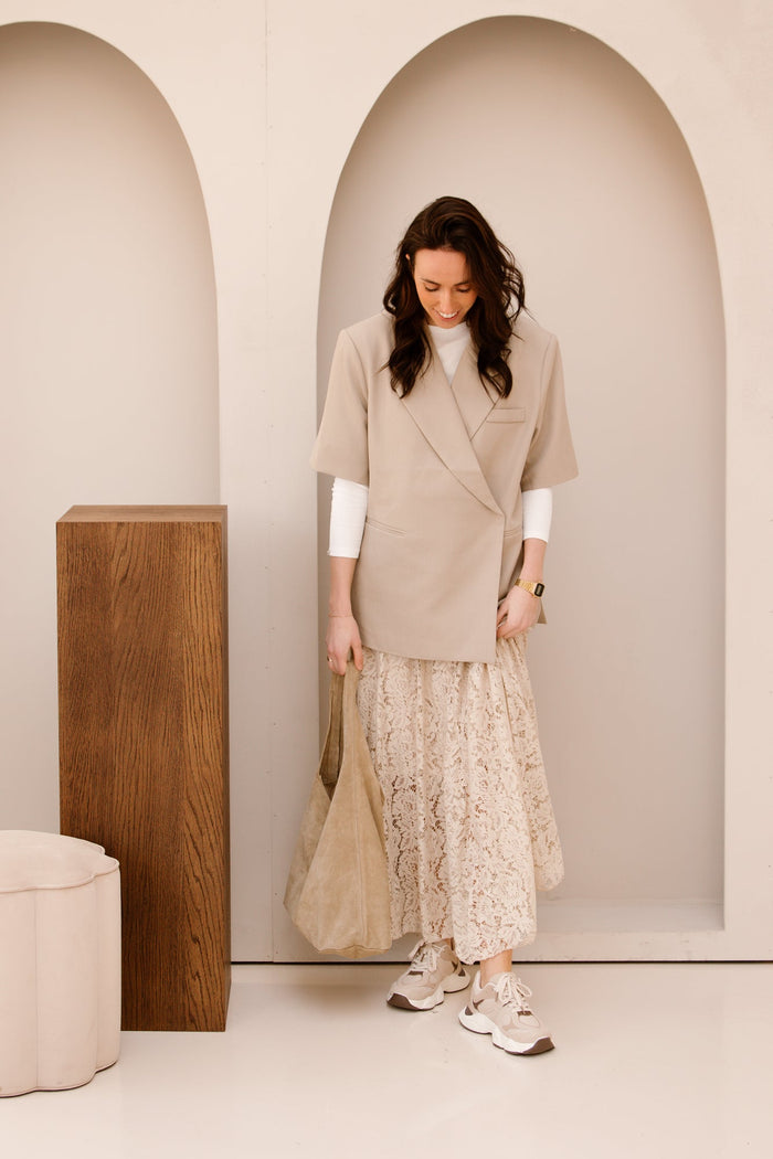 Cilou lace rok beige - Bij Keesje - Bij Keesje