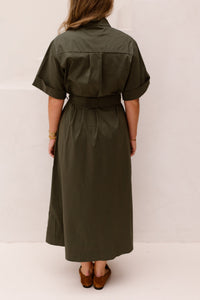 Cina Poplin Dress Army - Bij Keesje - Neo Noir - Jurk